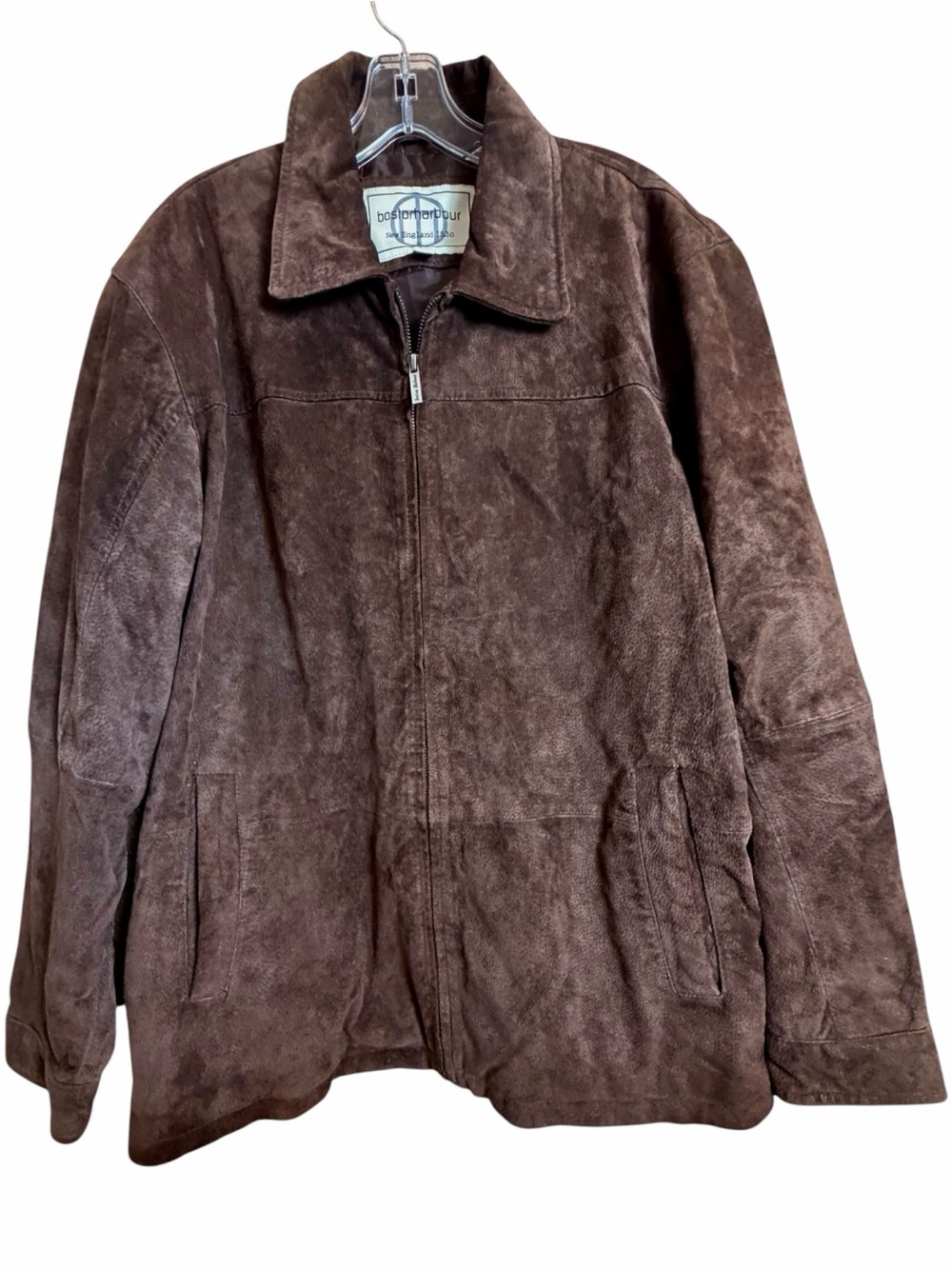 Boston Harbour Genuine Leather Suede Zip Jacket Men’s Medium Brown Vintage